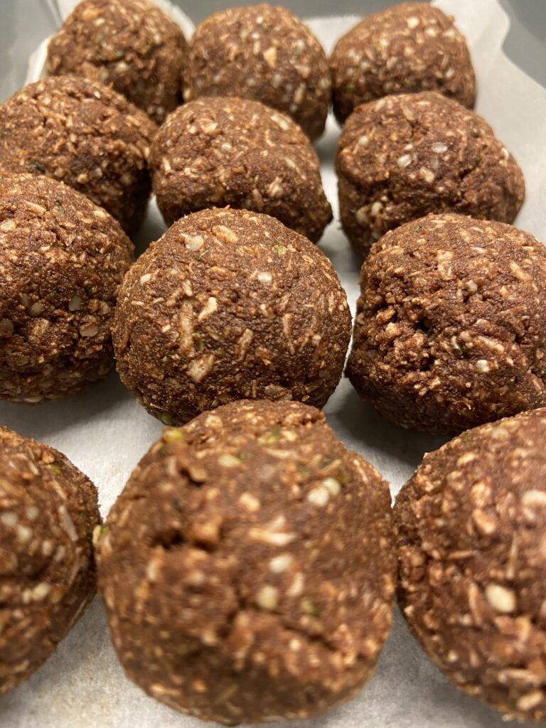 a close up raw chocolate macaroons - the bite me keto version