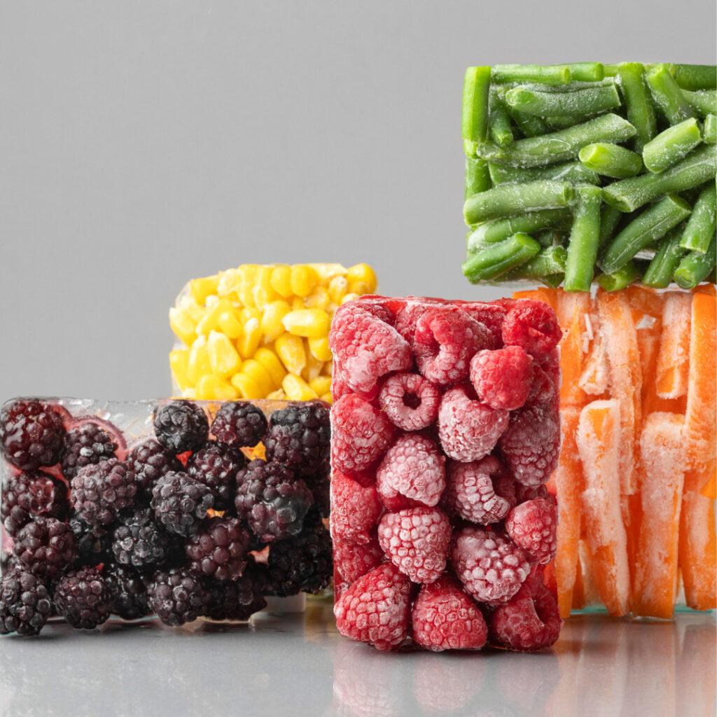 frozen fruit and vegetable blocks for the freezing edibles episode