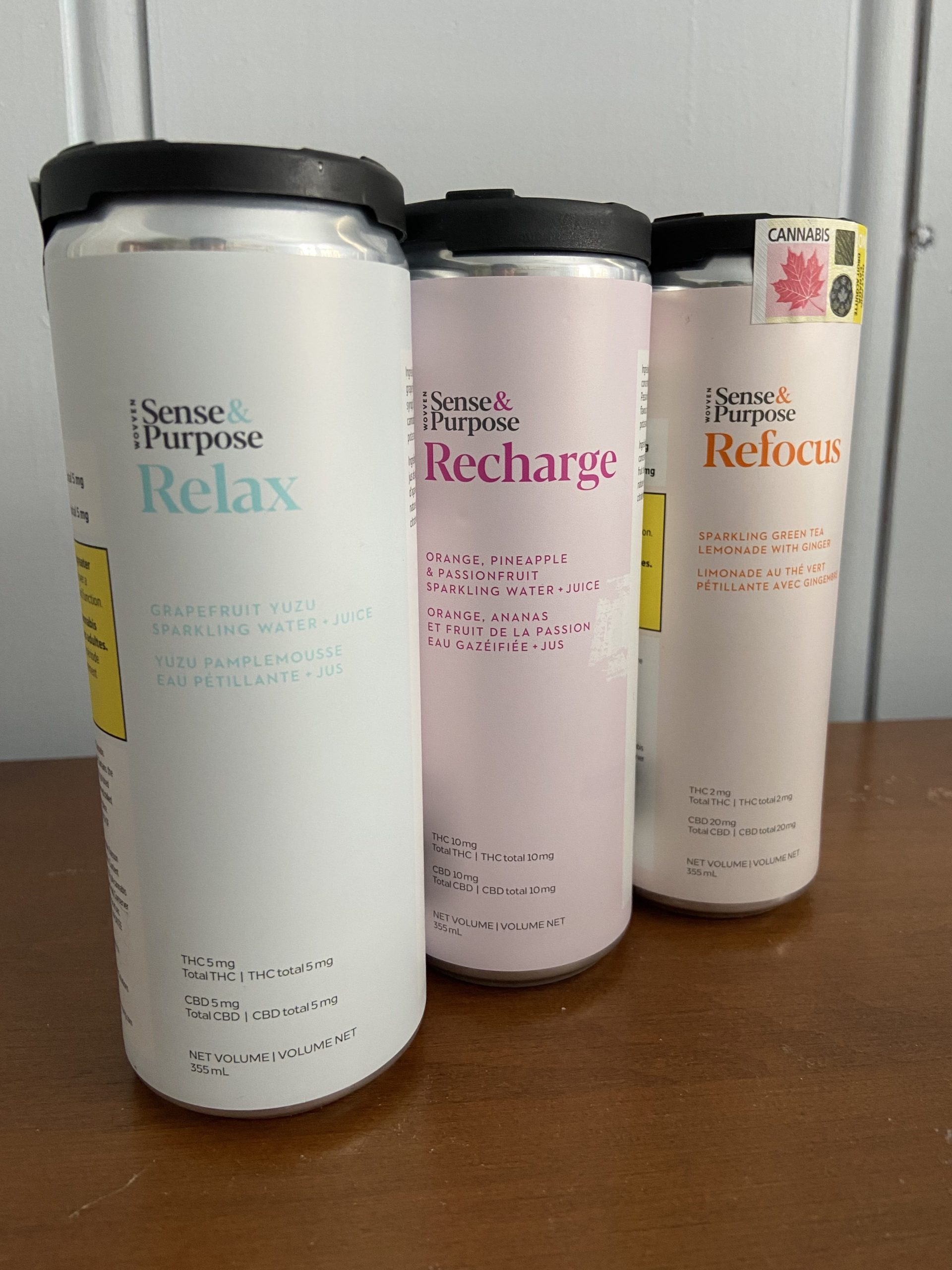 an image of 3 cans of Sense & Purpose, a beverage company founded by Karen Young