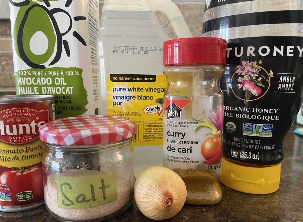photo of the ingredients used for the cannabis infused curry ketchup