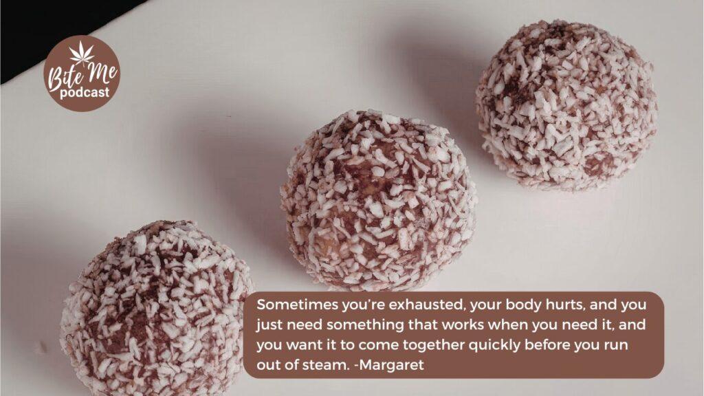 image of 3 coconut date balls for the fast edibles recipes episode